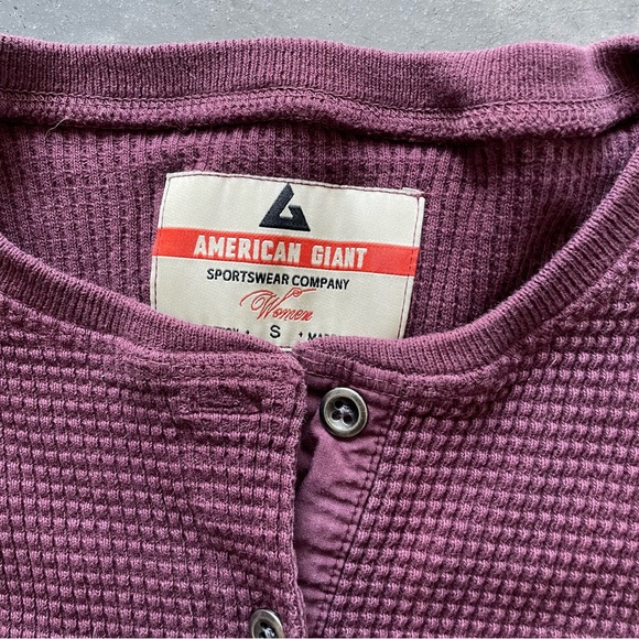 American Giant Women's Waffle Henley Burgundy Sz S Women’s - Picture 3 of 6